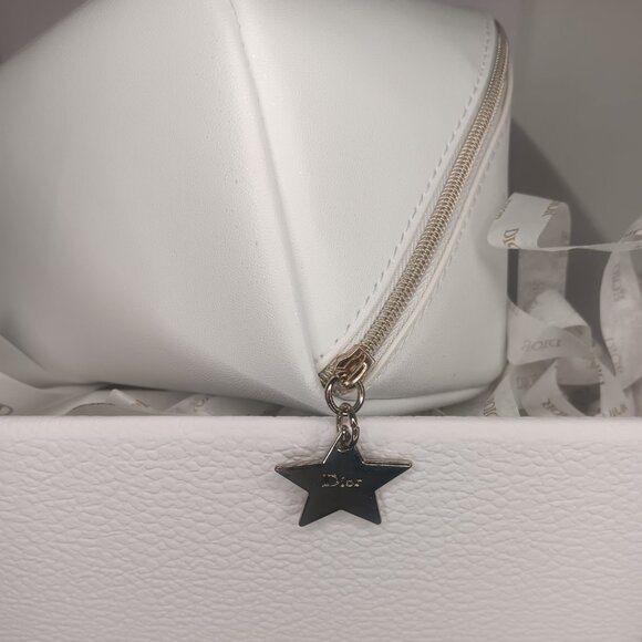 CHRISTIAN DIOR WHITE & GOLD COSMETIC BEAUTY BAG - Picture 4 of 12